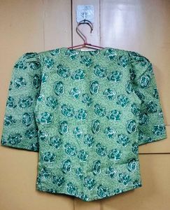 Floral Top, Elegant Cream &amp; Green Long Skirt