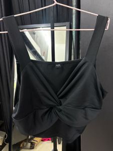 Twisted Front Black Crop Top