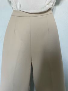 Beige Wide Leg Pants