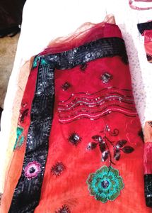 Floral Kurta Set with new saree blouse petticoat