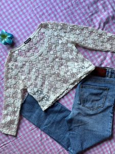 Elegant White Lace Cropped Blouse
