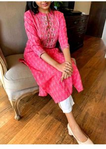 New Pink Embroidered Kurta Set