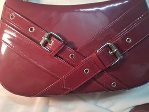 Chic Burgundy Patent Leather Shoulder Bag