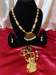 Long Necklace Combo(Black And White)