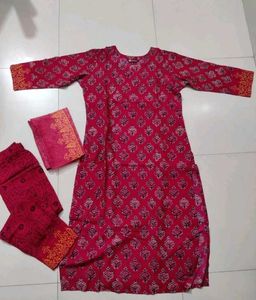 Red kurta pant duppta set