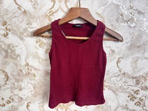Maroon Ribbed Tank Top
