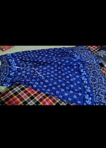Blue Printed Maxi Skirt