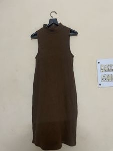 Sleeveless Mock Neck Ribbed Dress