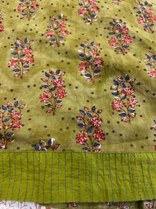 FabIndia Green Floral Print Cotton Kurta