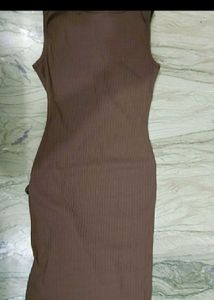 24h Sale! 🤎BROWN BODYCON THIGH SLIT DRESS