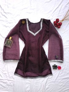 Organza Corset Back Kurti 🌸