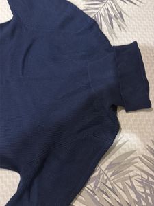 Navy Blue Ribbed Turtleneck Sweater