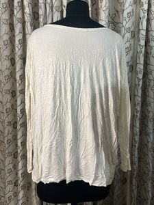 Cream Relaxed Fit Long Sleeve Top