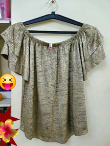 Gold Metallic Off-Shoulder Top! 🌟