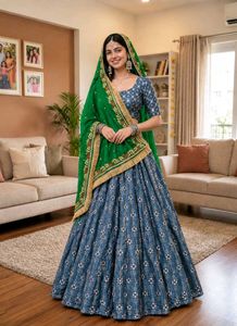 Beautiful Blue Printed Lehenga Choli