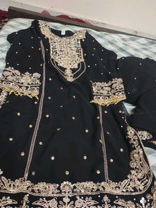 Elegant Black &amp; Gold Embellished Lehenga Choli