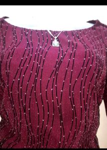 Elegant Bell Sleeve Burgundy Top💖✨