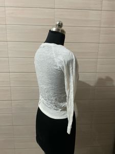 MANGO White Button-Up Cardigan