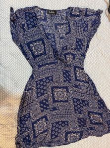 Boho Print Tie-Front Mini Dress