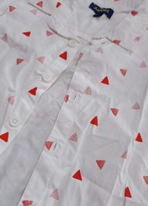 JUNIORS Cute Triangle Print Button-Up Shirt for Bo