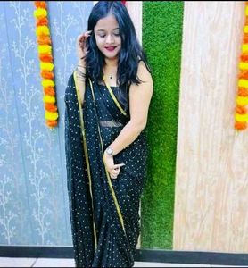 😱 party wear black 🖤 saree 💕