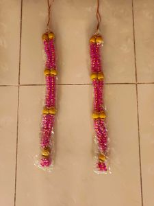 New Unused Pink and Gold Beaded Haar Mala Necklace