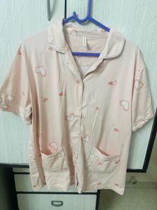 Cute Pink Heart Pajama Top
