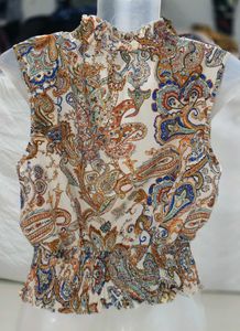 Shein Boho Paisley Print Smocked Waist Top