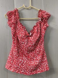 Red Floral Off-Shoulder Top