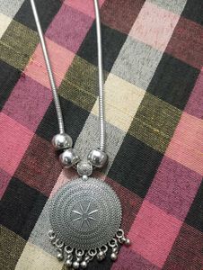 Oxidized Silver Tribal Pendant Necklace
