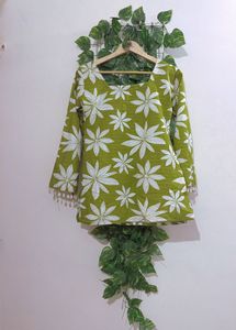 Green Floral Kurta