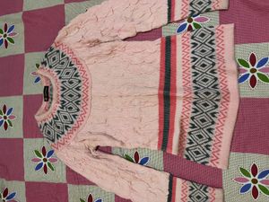 Cozy Pink Fair Isle Knit Sweater