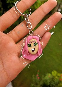 Handmade Pink Haired Character starfire💖Keychain