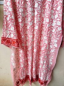Elegant Pink Embroidered Kurta Semi stitched