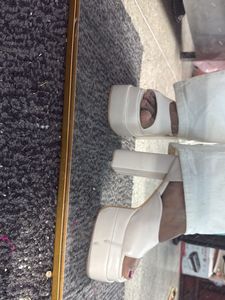 Korean Platform White Heels