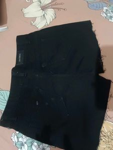 Black Denim Cut-Off Shorts