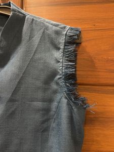 Stylish Denim-Look Dress with Fringes