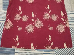 Maroon Floral Print Flared Sleeve Dress
