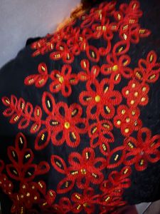 black partywear heavy embroidery saree