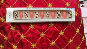 Leopard Print &amp; Peach Press-On Nails