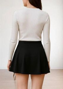 Black Flared Mini Skirt