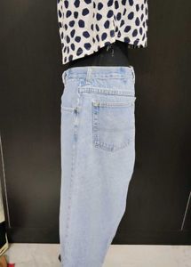 Denim Maxi Skirt with Polka Dot Top