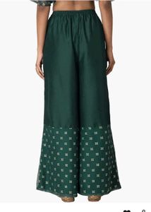 Emerald Green Palazzo Pants with elegant border