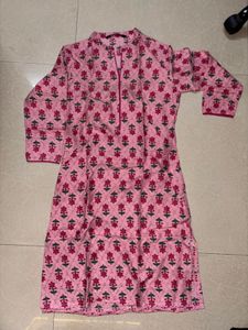 Pink Floral Printed Kurta
