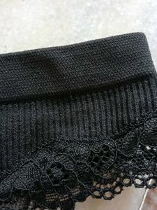 H&amp;M Black Lace Trim Thong Panty