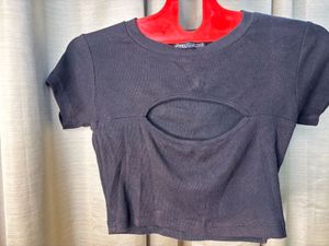 Ribbed Cutout Crop Top