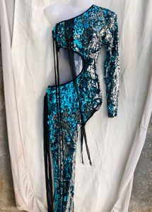 Sparkling Sequin One-Shoulder Cutout Dress
