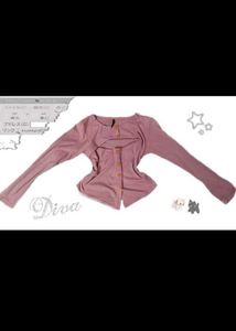 pink button down long sleeve top
