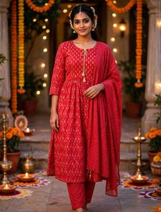 Beautiful Red Ethnic Kurta Set
