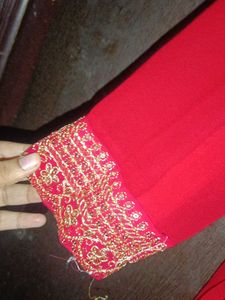 Red Embroidered Anarkali Suit